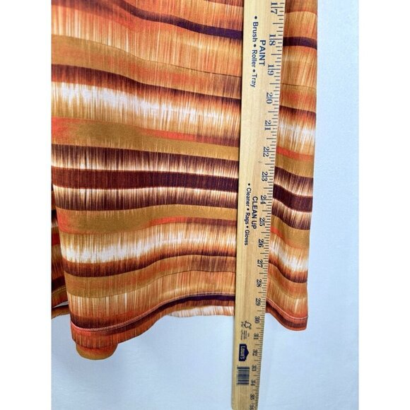 Prana Viana Sleeveless Dress Size Small Orange Brown Stripe Blurred Sunset Vneck - Picture 7 of 8